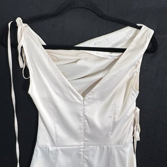 NWT ZEMETA Sports Line Women Cowl Neck Mini Dress Satin Sz XS Ivory Sexy 4-2 - Picture 5 of 14